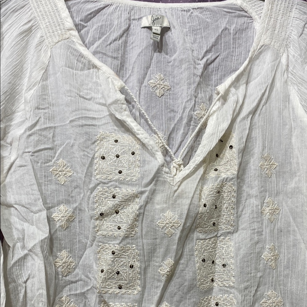 Joie White Embroidered Women's Top